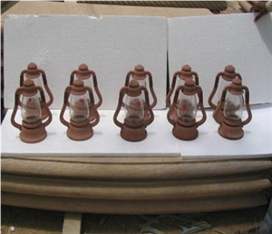 Stone Garden Lamp, Agra Red Sandstone Lanterns India
