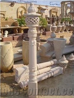 Stone Garden Lamp, Bansi Pink Sandstone India Lanterns