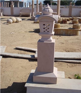 Stone Garden Lamp, Bansi Pink Sandstone India Lanterns