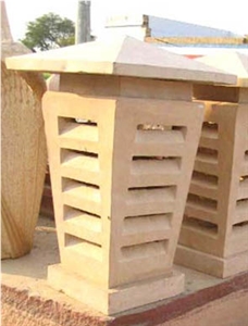 Stone Garden Lamp, Dholpur Pink Sandstone Lanterns Stone Garden Lamp, Dholpur Pink Sandstone Lanterns