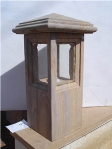 Stone Garden Lamp, Rainbow Sandstone India Lanterns