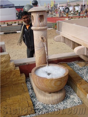 Stone Garden Lamp, Rainbow Sandstone India Lanterns