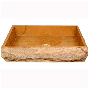 Stone Marble Farm Sink, Golden Yellow Marble Sinks & Basins