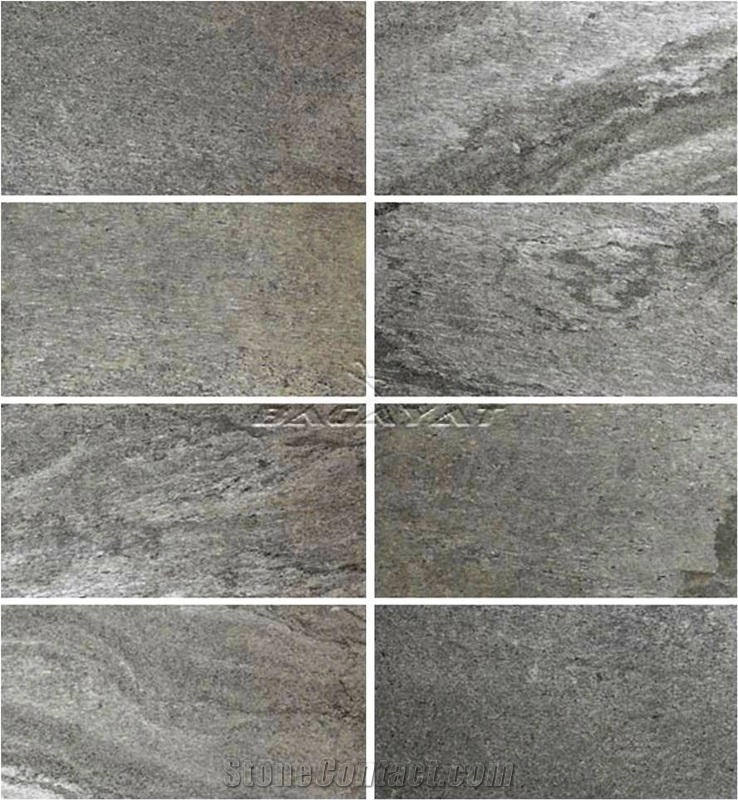 Silver Shine Slate Stone Veneer, Argento Flexible Slate Veneer, Grey Slate