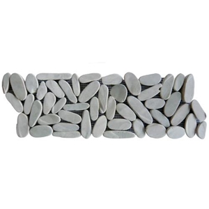 Pebbles Border Tumbled Slice White Marble 30x10