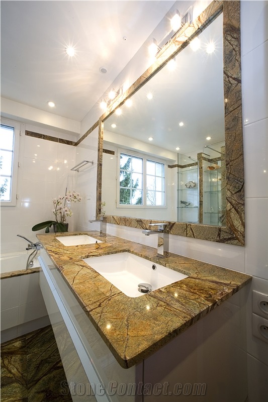 Rain Forest Brown Marble Master Bathroom Vanity Top