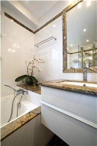 Rain Forest Brown Marble Master Bathroom Vanity Top