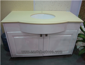 Beige Artificial Quartz Stone Bathroom Vanity Top,Quartz Stone Custom Vanity Top with Cabinet
