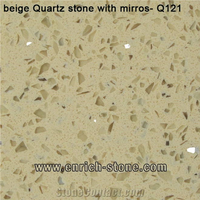Beige Quartz Stone Kitchen Island Top with Cabinet