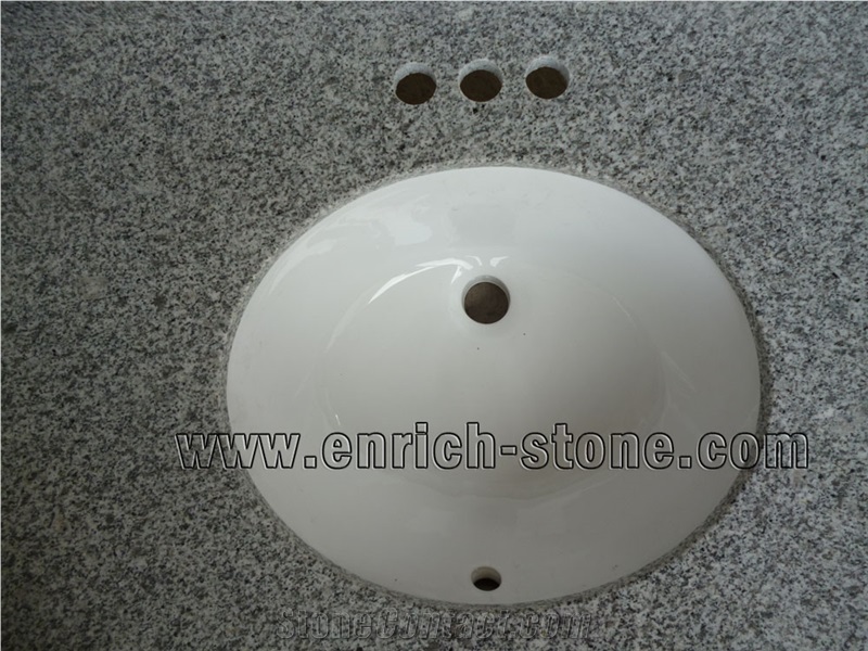 Chinese Light Grey Granite G603 Vanity Tops with Single Sink, G603 Granite Bath Tops