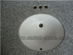 Chinese Light Grey Granite G603 Vanity Tops with Single Sink, G603 Granite Bath Tops