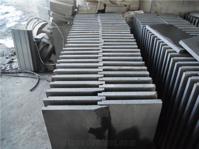 G684 Fuding Basalt, China Black Basalt , Black Pearl Flamed Stairs/Staircase/Steps/ Stair Treads