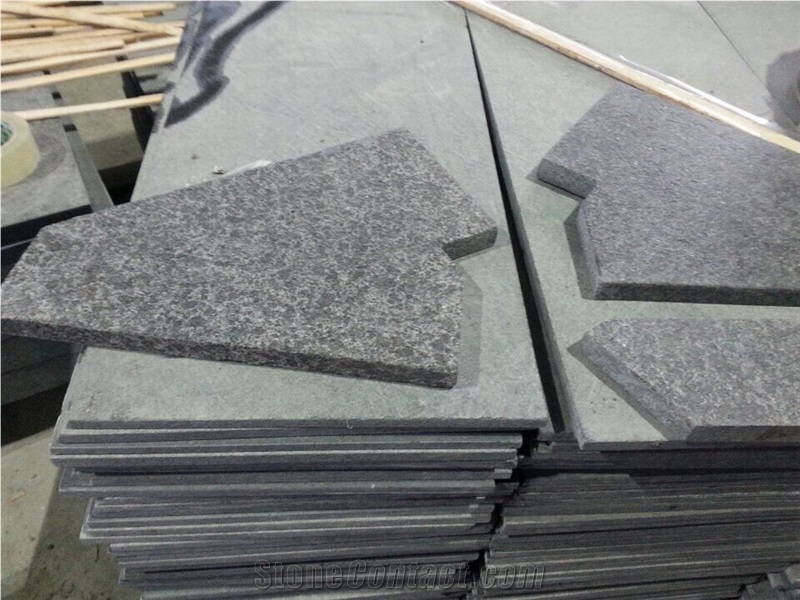 G684 Fuding Basalt Slabs & Tiles, China Black Basalt , Black Pearl Flamed Stairs/Staircase/Steps/ Stair Treads