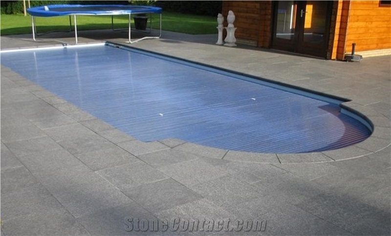 G684 Fuding Black, China Black Basalt, Black Pearl, Black Beauty Swimming Pool Coping Tiles, Pool Edges, Pool Decks, Swimming Pool Pavers, Pool Surround, Borders, Pavement