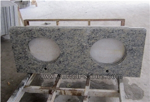 Giallo Santa Cecilia Light Granite Vanity Tops with Double Sink Holes