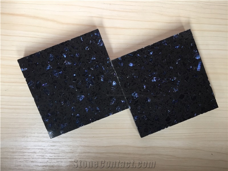 Bst F0083 China Black Quartz Stone Countertops Golden Series with Bright Surface in Custom Design for Kitchen Counter Top,Easy Wipe,Easy Clean,Normally Produced Size 118*55 and 126*63