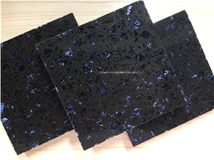 Bst F0083 Golden Series Artificial China Black Quartz Stone Tiles & Slabs,Manmade Stone Tabletops with Eased Edge Profile Resistant to Stains,Heat and Scratches