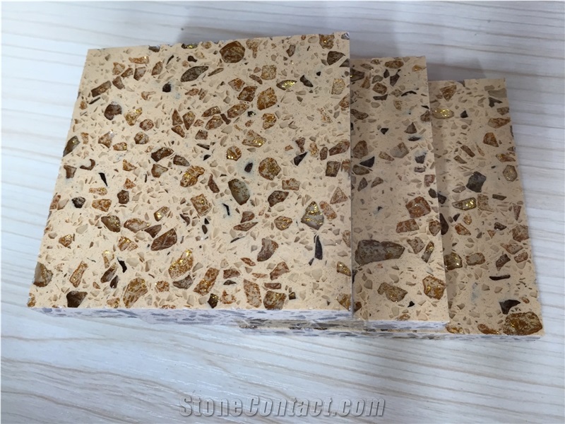 China Golden Series Engineered Corian Stone Slab,Resistant to Stains,Heat and Scratches for Multifamily/Hospitality Projects,Combines Performance and Design for Flooring&Walling&Countertop