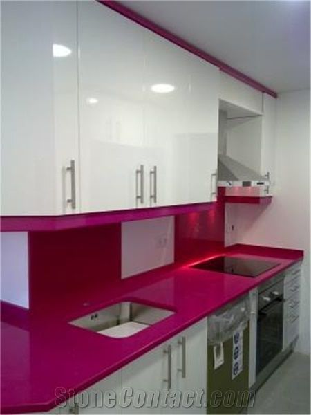 China Red Quartz Stone Countertops in Standard Size 3000*1400mm and 3200*1600mm with Thickness 12/15/20/25/30mm Unique Surfaces with the True Elegance,More Durable Than Granite,Minus the Maintenance