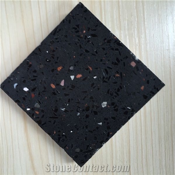 Chinese Black Zircon Series Quartz Stone Tiles & Slabs Surfaces Materials Supplier with International Designing and Competitive Pricing for Worktop and Table Top Projects More Durable Than Granite Thi