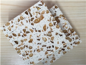 Enviroment-Friendly & Safety Quartz Stone Slabs and Tiles, Golden Series in Standard Size 3000*1400mm and 3200*1600mm with Thickness 12/15/20/25/30mm for Kitchen Countertop More Durable Than Granite