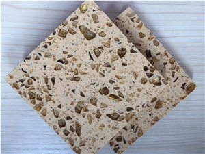 Golden Series Engineered Quartz Stone for Kitchen and Bathroom Use Directly from China Manufacturer at Cheap Prices Standard Size 3000*1400mm and 3200*1600mm with Thickness 12/15/20/25/30mm