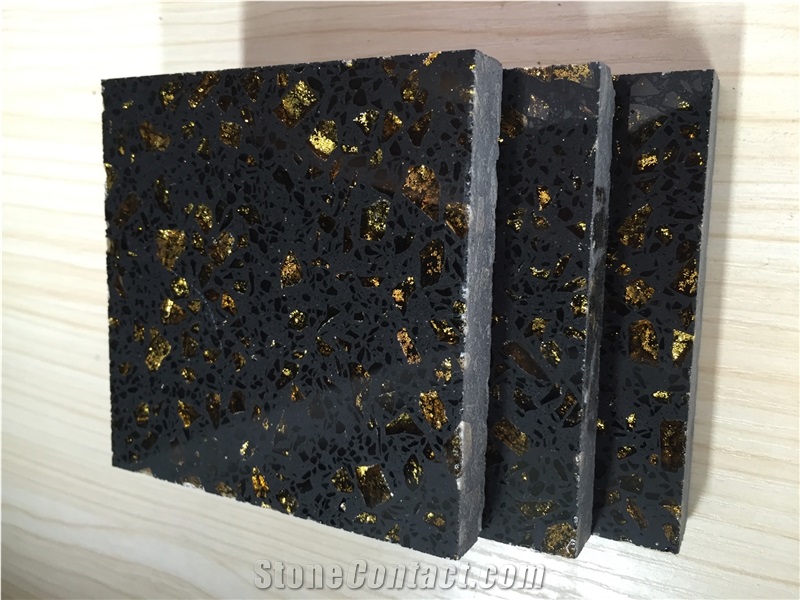 Golden Series Engineered Quartz Stone Slab for Kitchen Countertops Directly from China Manufacturer at Cheap Pricing Slab Sizes 126 *63 And118 *55