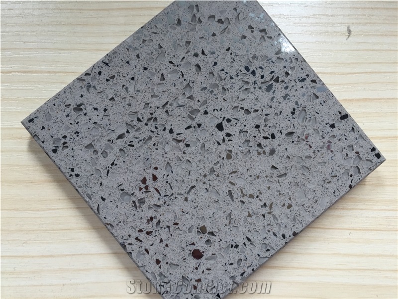 Grey Zircon Series Artificial Quartz Stone Slab&Tile Solid Color Directly from China Manufacturer at Cheap Pricing More Durable Than Granite Thickness 2cm or 3cm