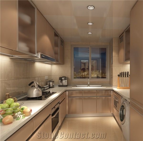 Luxury and Exquisite Design Of China Pure White Quartz Stone Countertops Non-Porous No Radiation Directly from China Manufacturer at Good Price More Durable Than Granite Standard Slab Size 118*55 and 