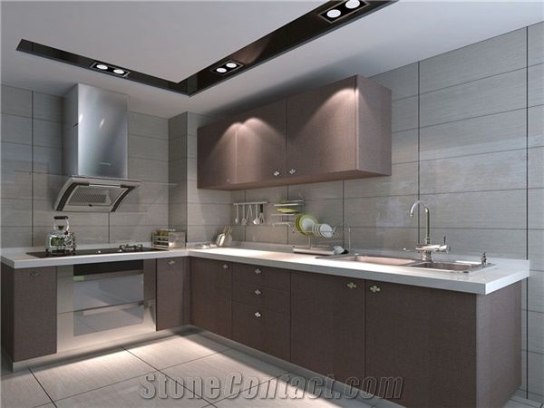 Luxury and Exquisite Design Of China Pure White White Quartz Stone Cpuntertops with Bright Surface for Prefab Countertops Nonporous More Durable Than Granite Countertops Slab Size 3200*1600 or 3000*14