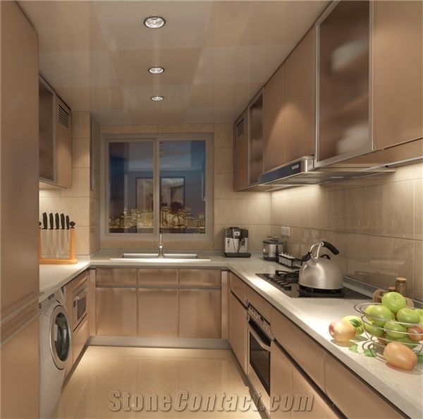 Luxury and Exquisite Design Of China White Manmade Stone Quartz Stone Countertops for New Application in Kitchen, Bathroom, Bar, School, Hospital and Other Public Place Projects Directly from China Ma