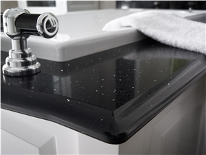 Luxury Black Engineered Quartz Stone Countertop Non-Porous and Easy to Clean Directly from China Manufacturer with Iso/Nsf Certificate More Durable Than Granite Slab Size 118*55 Thickness 8inch