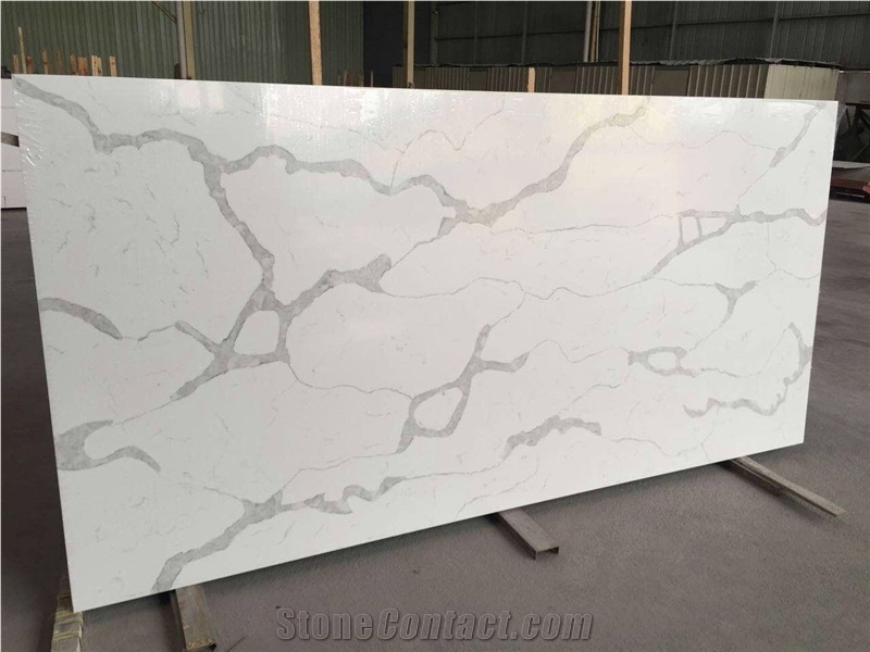 Luxury Interior Design Of Calacatta White Quartz Stone Slabs & Tiles,Materials Supplier at Competitive Pricing Standard Slab Size 118*55 and 126*63 More Durable Than Granite Thickness 2/3cm