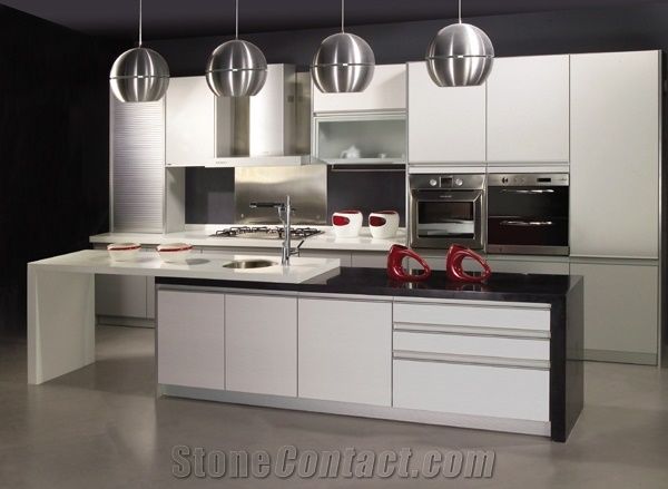 Luxury Interior Design Of China Pure White Artificial Quartz Stone Countertops Surfaces Materials Supplier at Competitive Pricing Standard Slab Size 118*55 and 126*63 More Durable Than Granite Thickne