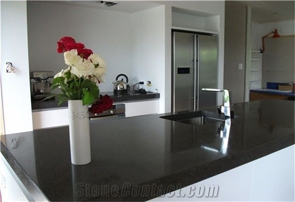 Luxury Interior Design with Black Artificial Quartz Stone Countertop Non-Porous and Easy to Clean Directly from China Manufacturer with Iso/Nsf Certificate More Durable Than Granite Thickness 2/3cm