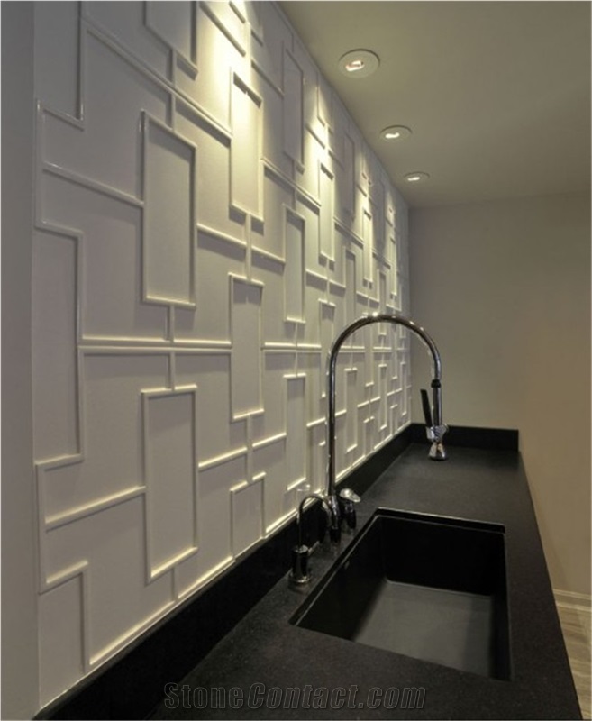 Luxury Interior Design with Black Engineered Quartz Stone Solid Surface and Countertop Non-Porous and Easy to Clean from China Manufacturer with Iso/Nsf Certificate More Durable Than Granite