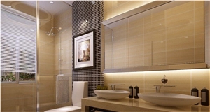 Quartz Stone Countertop Beige Color Of Marble Imitation with Bright Solid Surface