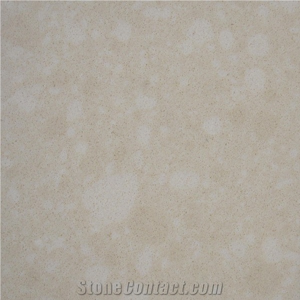 Quartz Stone Countertop Beige Color Of Marble Imitation with Bright Solid Surface