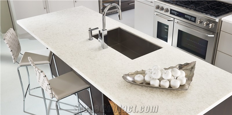 Supply High Quality Pure White Quartz Stone Solid Surface and Countertop with Bright Surface Non-Porous Standard Sizes 108*26 Inch at Cheap Price More Durable Than Granite