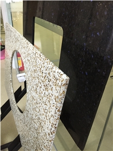 White Golden Series Engineered Quartz Stone Bath Top Slab&Tile in Standard Size 3000*1400mm and 3200*1600mm with Thickness 12/15/20/25/30mm More Durable Than Granite