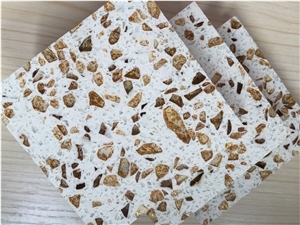 White Golden Series Engineered Quartz Stone Bath Top Slab&Tile in Standard Size 3000*1400mm and 3200*1600mm with Thickness 12/15/20/25/30mm More Durable Than Granite