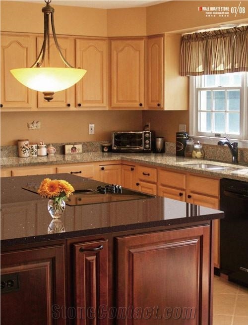 Wholesale Black Quartz Stone Countertop with Bright Solid Surface Directly from China Manufacturer at Competitive Pricing