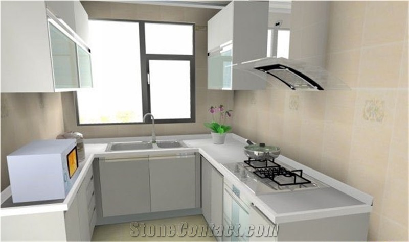 Wholesale Chinese White Quartz Stone Solid Surface Countertop Non-Porous Standard Sizes 126 *63 and 118 *55,Also Fit for Flooring&Walling &Stairs and Steps