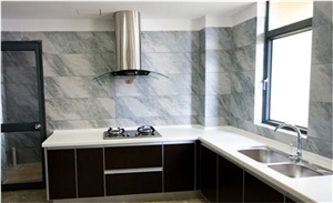 Wholesale Chinese White Quartz Stone Solid Surface Countertop Non-Porous Standard Sizes 126 *63 and 118 *55,Also Fit for Flooring&Walling &Stairs and Steps