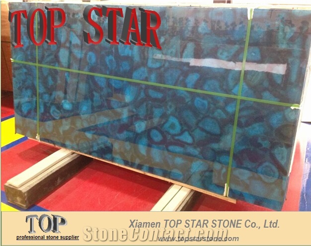 Blue Gemstone Marble Blue Agate Stone Tiles