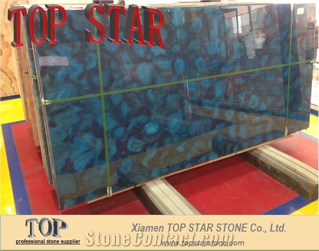 Blue Gemstone Marble Blue Agate Stone Tiles