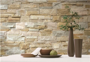 Ledge Stone Wall Cladding, Beige Quartzite for Cultured Stone