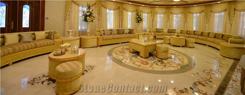 Royal Foyer Medallion, Marble Polished Flooring Waterjet Medallion for Indoor Decoration, Fine Art Marble Floors Ltd