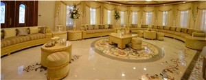 Royal Foyer Medallion, Marble Polished Flooring Waterjet Medallion for Indoor Decoration, Fine Art Marble Floors Ltd