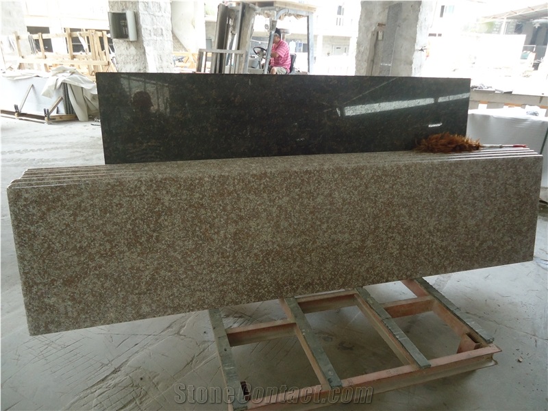 G687 Granite Kitchen Countertops / Worktops / Bench Tops ,Cheapest Chinese Laminated Full Bullnose Edges Peach Blossom Red Granite